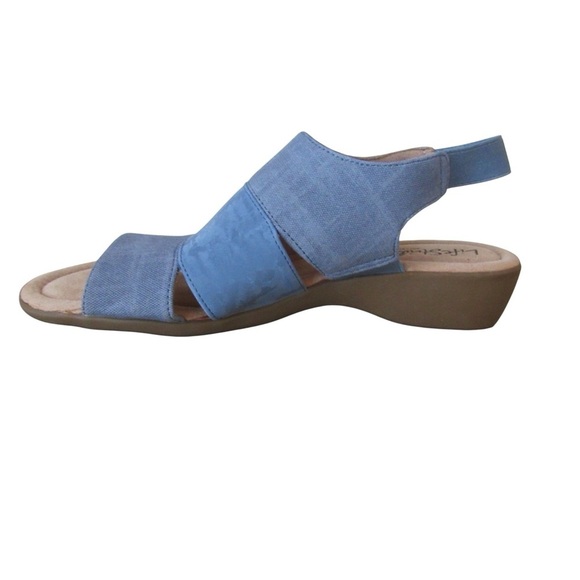 Lifestride Taura Sandals 9.5 Blue Slip On Open Toe Faux Leather Classic - Picture 4 of 9